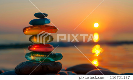 A stack of transparent glass pebbles A stack of transparent glass pebbles 116731187