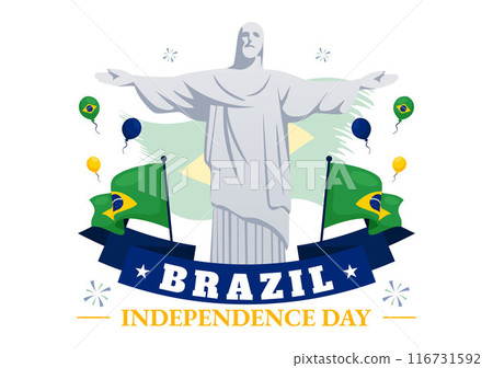 Happy Brazil Independence Day Vector Illustration on September 7 with Waving Flag and Ribbon in a National Holiday Flat Style Cartoon Background 116731592
