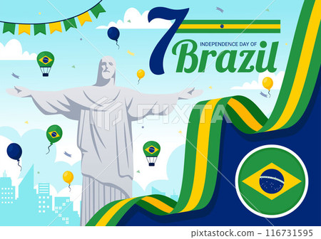 Happy Brazil Independence Day Vector Illustration on September 7 with Waving Flag and Ribbon in a National Holiday Flat Style Cartoon Background Happy Brazil Independence Day Vector Illustration on September 7 with Waving Flag and Ribbon in a National Holiday Flat Style Cartoon Background 116731595