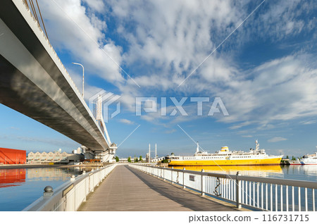 [Aomori Port: Aomori Bay Area] Bay area around Aomori Station in the early morning 116731715