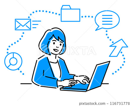 婦女在筆記本電腦上工作 婦女在筆記本電腦上工作 116731778