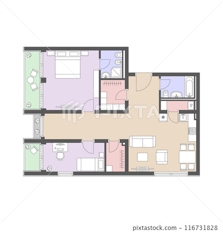 Furnished apartment plan 116731828