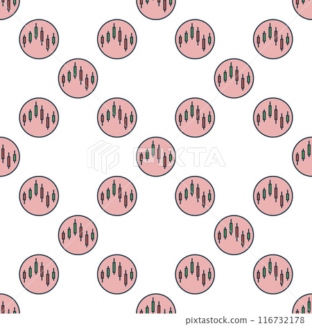 Candlestick Circle - cryptocurrency graph vector colored round seamless pattern 116732178