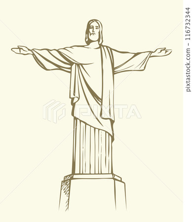 Christ the Redeemer, Rio de Janeiro, Brazil. Vector sketch 116732344