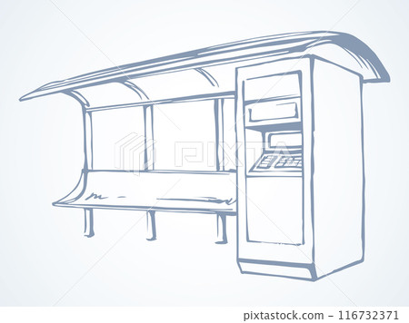 City bus stop. Vector drawing 116732371