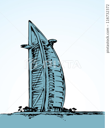 Burj Al Arab. Vector drawing Burj Al Arab. Vector drawing 116732372