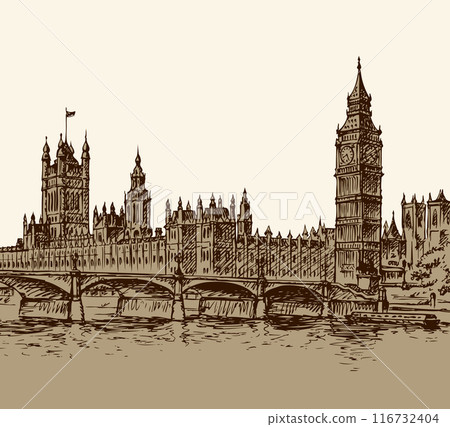 Big Ben. Vector drawing 116732404