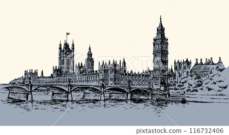 Big Ben. Vector drawing 116732406