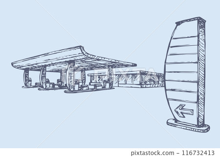 Petrol station. Vector drawing Petrol station. Vector drawing 116732413