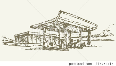 Petrol station. Vector drawing 116732417