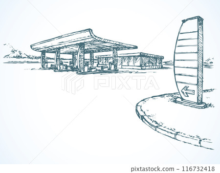 Petrol station. Vector drawing 116732418