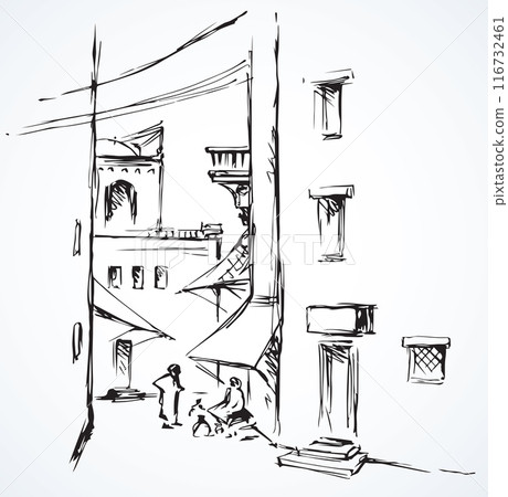 Old eastern city. Vector drawing Old eastern city. Vector drawing 116732461