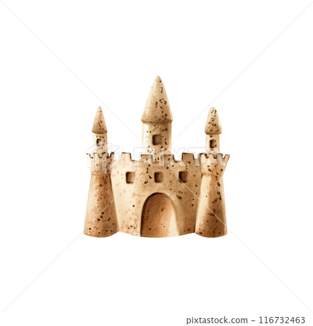 Sand castle. Watercolor hand drawn kids play in the sandbox illustration isolated on background. For designers, postcards, greetings, birthday, calendar, wallpapers, wrapping paper, scrapbooking 116732463