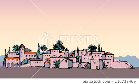 City in a desert. Vector drawing City in a desert. Vector drawing 116732469