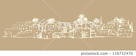 City in a desert. Vector drawing 116732470