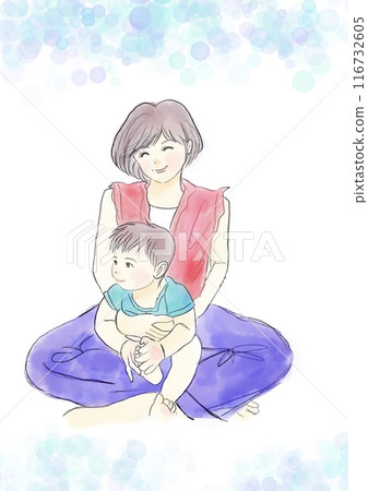 寶寶坐在媽媽身上的圖解 寶寶坐在媽媽身上的圖解 116732605