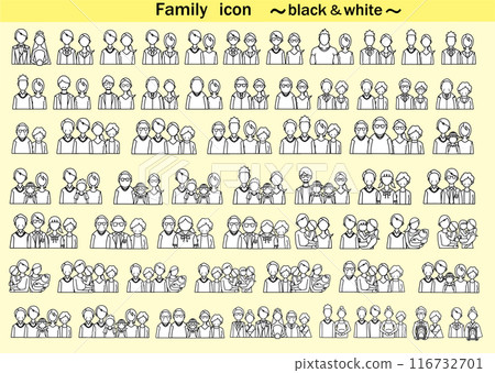 黑色和白色的家庭圖標 黑色和白色的家庭圖標 116732701