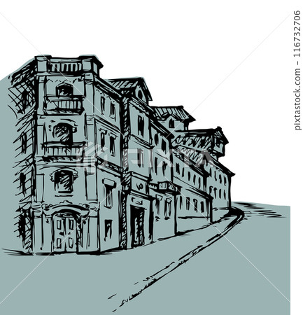 Vector sketch of the old street 116732706