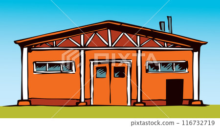 Entrance to the barn. Vector drawing 116732719
