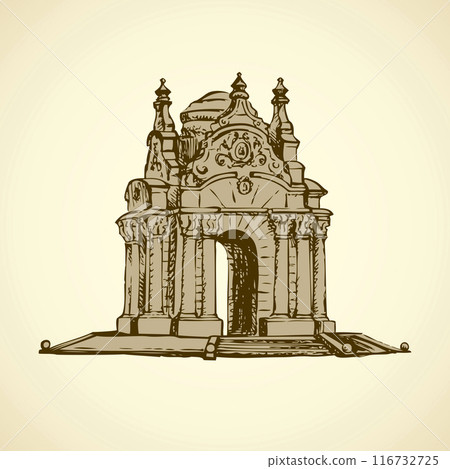 Luxury vintage gazebo. Vector drawing 116732725