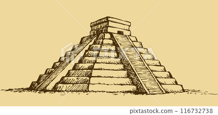 Vector illustration with Mayan pyramids in Mexico Vector illustration with Mayan pyramids in Mexico 116732738