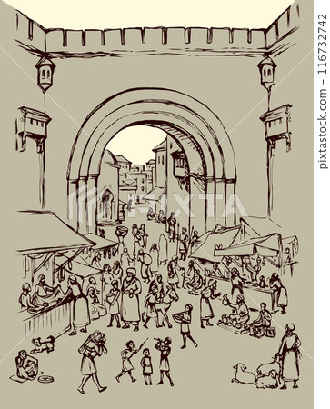Old eastern city. Vector drawing Old eastern city. Vector drawing 116732742