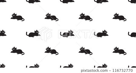 cat seamless pattern black kitten moustache calico neko vector pet cartoon doodle tile background gift wrapping paper repeat wallpaper scarf isolated illustration design 116732770