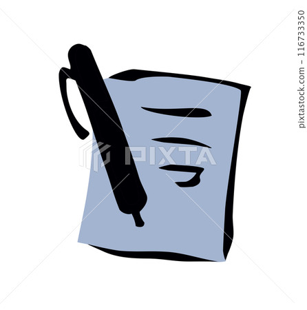 Sheet of paper with pen. Vector drawing Sheet of paper with pen. Vector drawing 116733350