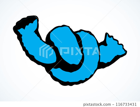 The lace is tied to a knot. Vector drawing 116733431