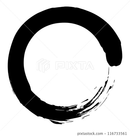 Brush, circle, black circle, single brush, one-stroke drawing, frame, handwriting 116733561