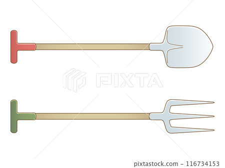 Pastel colored large shovel and fork 116734153