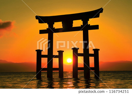 [滋賀郡]白須神社的鳥居湖和今年的第一個日出（琵琶湖） 116734251