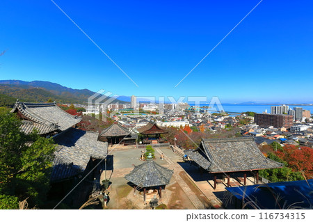 [Shiga Prefecture] Miidera (Onjoji) and Lake Biwa on a clear day 116734315