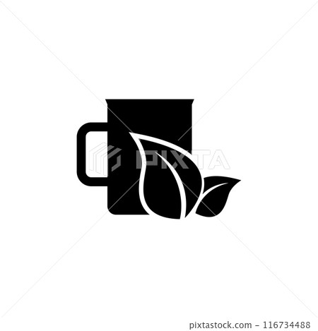 Modern eco-friendly cup icon with tea leaf design. Perfect for sustainable branding 116734488