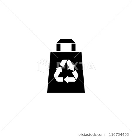 Black recycling bin icon with recycle symbol, promoting environmental conservation 116734493