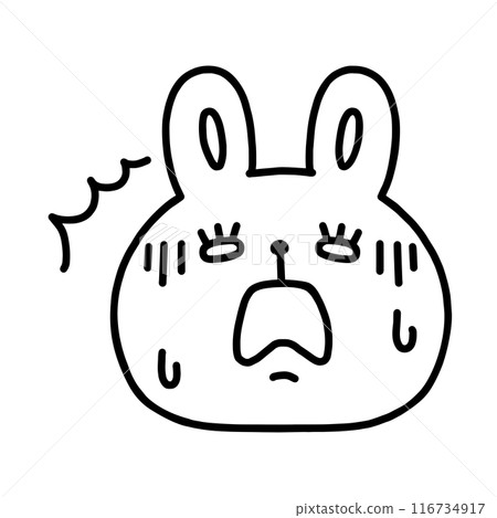 Shocked rabbit, line drawing - Stock Illustration [116734917] - PIXTA