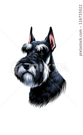 A color image of a German Giant Schnauzer: large, powerful and alert. 116735022