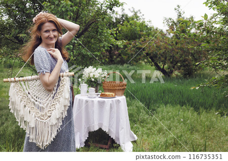 creation of a panel from macrame creation of a panel from macrame 116735351