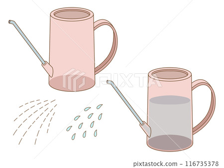 Pastel-colored, transparent watering cans (with and without water) and watering parts 116735378