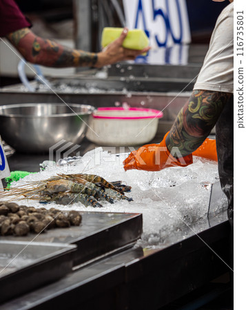 Seafood Market Stall in Thailand 116735801