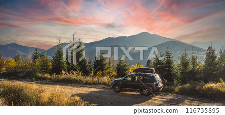 car for traveling with a mountain road car for traveling with a mountain road 116735895