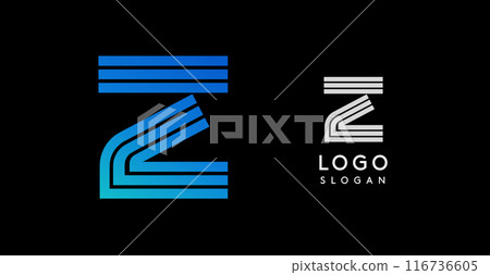 Modern abstract logo with blue gradient and white stripes forming letter Z for technology, innovation, digital branding. Sleek, dynamic, minimalist design for corporate identity. Vector illustration Modern abstract logo with blue gradient and white stripes forming letter Z for technology, innovation, digital branding. Sleek, dynamic, minimalist design for corporate identity. Vector illustration 116736605