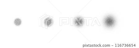 Set of stippling round shapes. Vector dotted circles 116736654