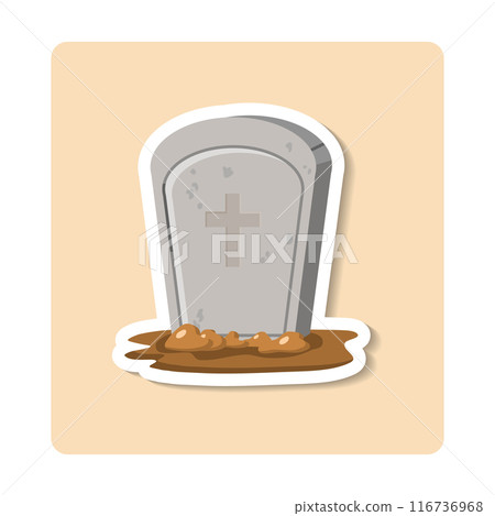 Old tombstone standing under night sky with moon and stars 116736968