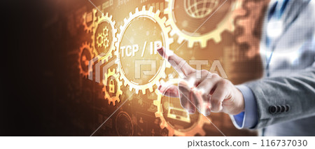 TCP IP. Network data transmission model. Network model for transmitting data presented in digital form TCP IP. Network data transmission model. Network model for transmitting data presented in digital form 116737030