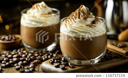 Two Glasses of Coffee Granita with Whipped Cream Two Glasses of Coffee Granita with Whipped Cream 116737159