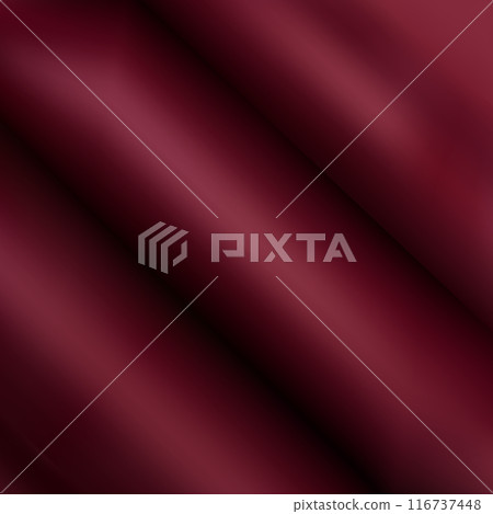 Texture of a smooth luxurious, elegant fabric in burgundy, purple, red. Purple satin or silk fabric with folds and waves. eps 10 116737448