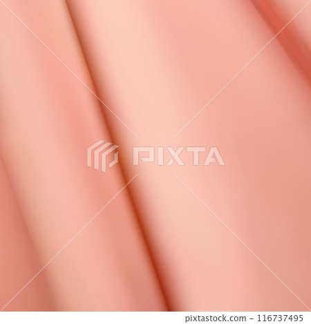 Pink silk fabric. Texture of crumpled fabric with bends. High quality stock photo. Textile background. eps 10 116737495