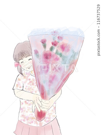 微笑的女孩拿著花束 微笑的女孩拿著花束 116737529