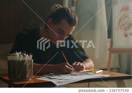 Designer Working Over New Collection Designer Working Over New Collection 116737530